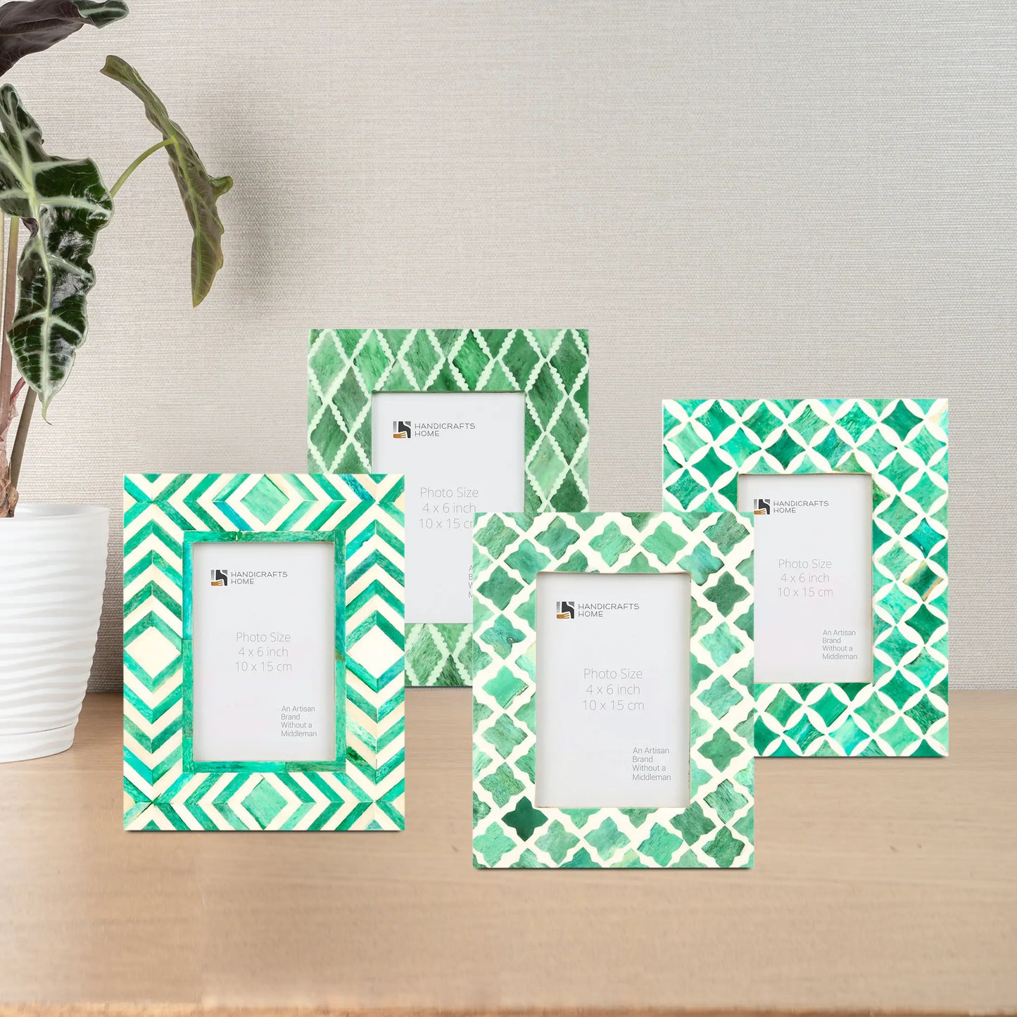 Mosaic Green 4x6 Picture Frame Set - Combo Pack of 4
