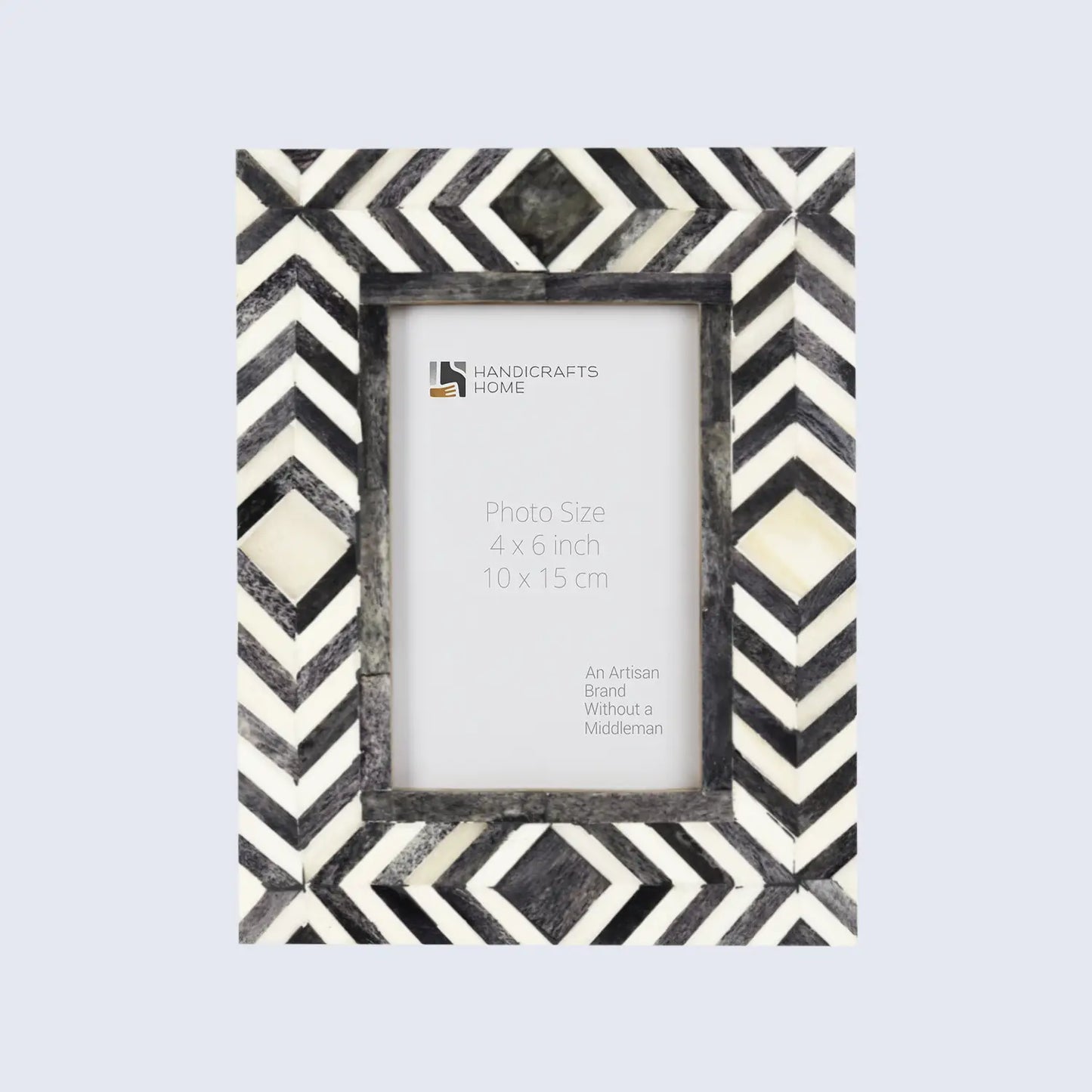 Picture Frames Mosaic Chevron Pattern Bone Inlay Collection in 4x6, Grey