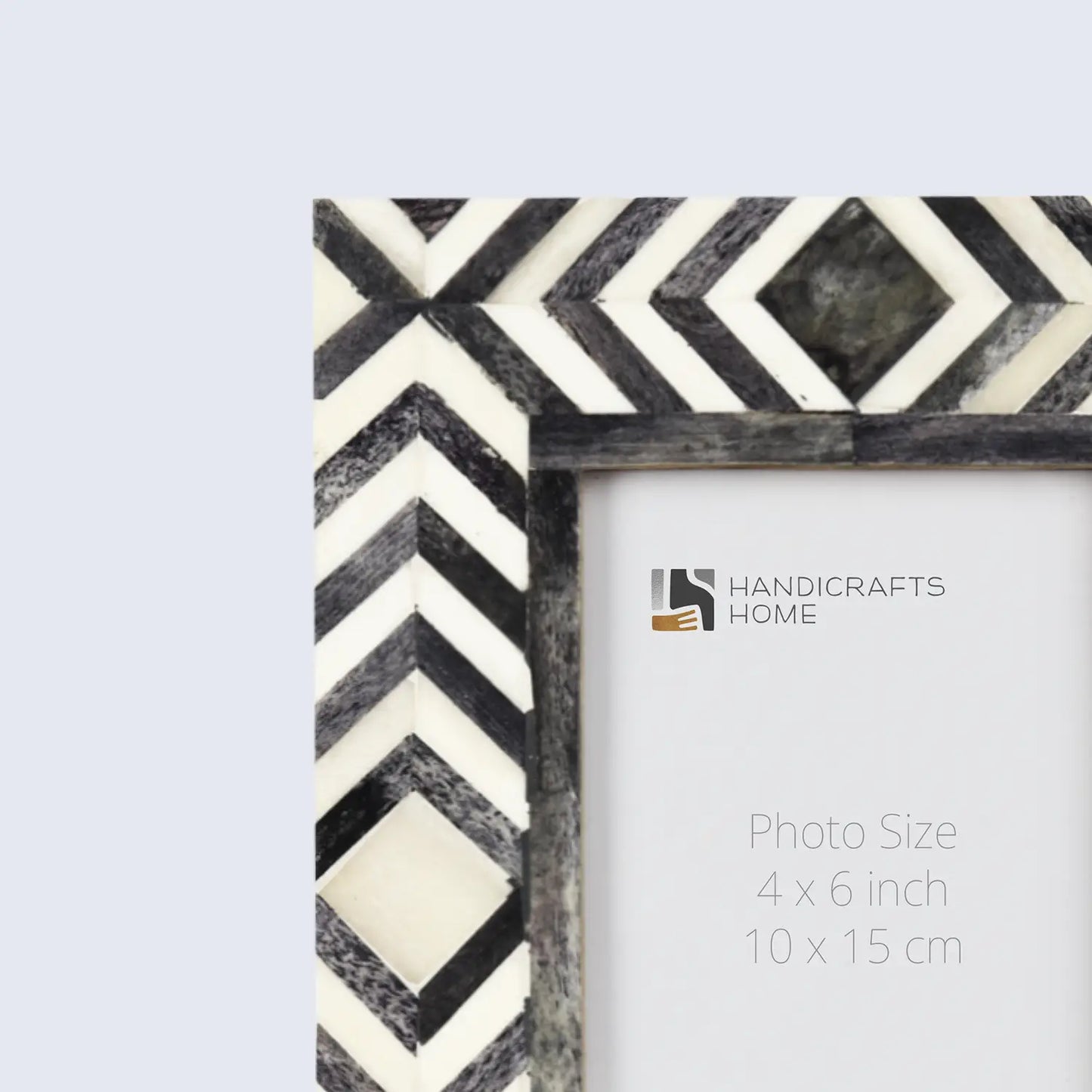 Picture Frames Mosaic Chevron Pattern Bone Inlay Collection in 4x6, Grey