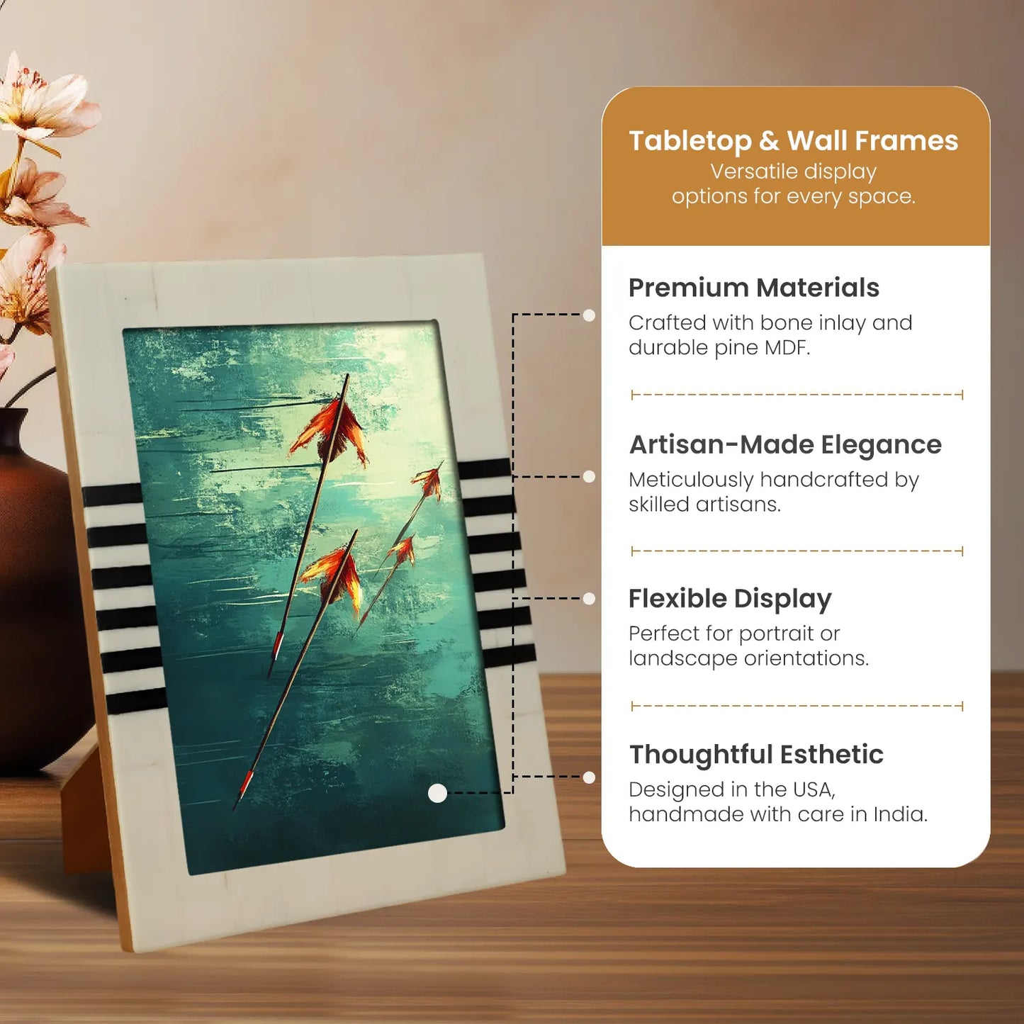 Picture Frames Contour Lado Pattern Resin Inlay Collection in 2 Sizes, Make to Order