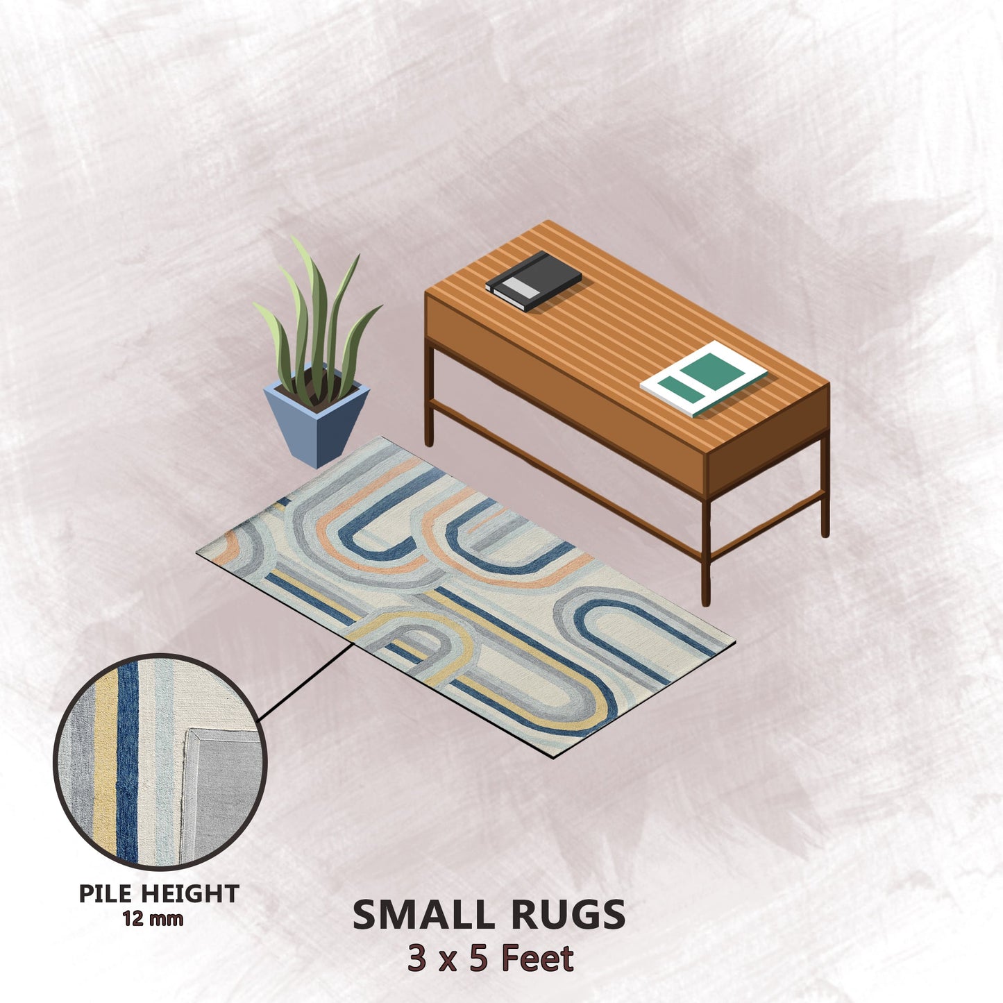 Premium Hand-Tufted Rug Made of 100% Wool - Pastel Loops - 3x5 Feet