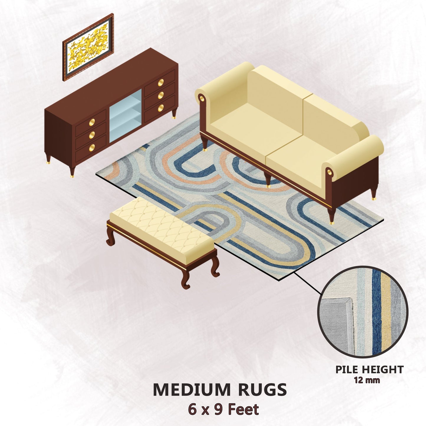 Premium Hand-Tufted Rug Made of 100% Wool - Pastel Loops - 6x9 Feet