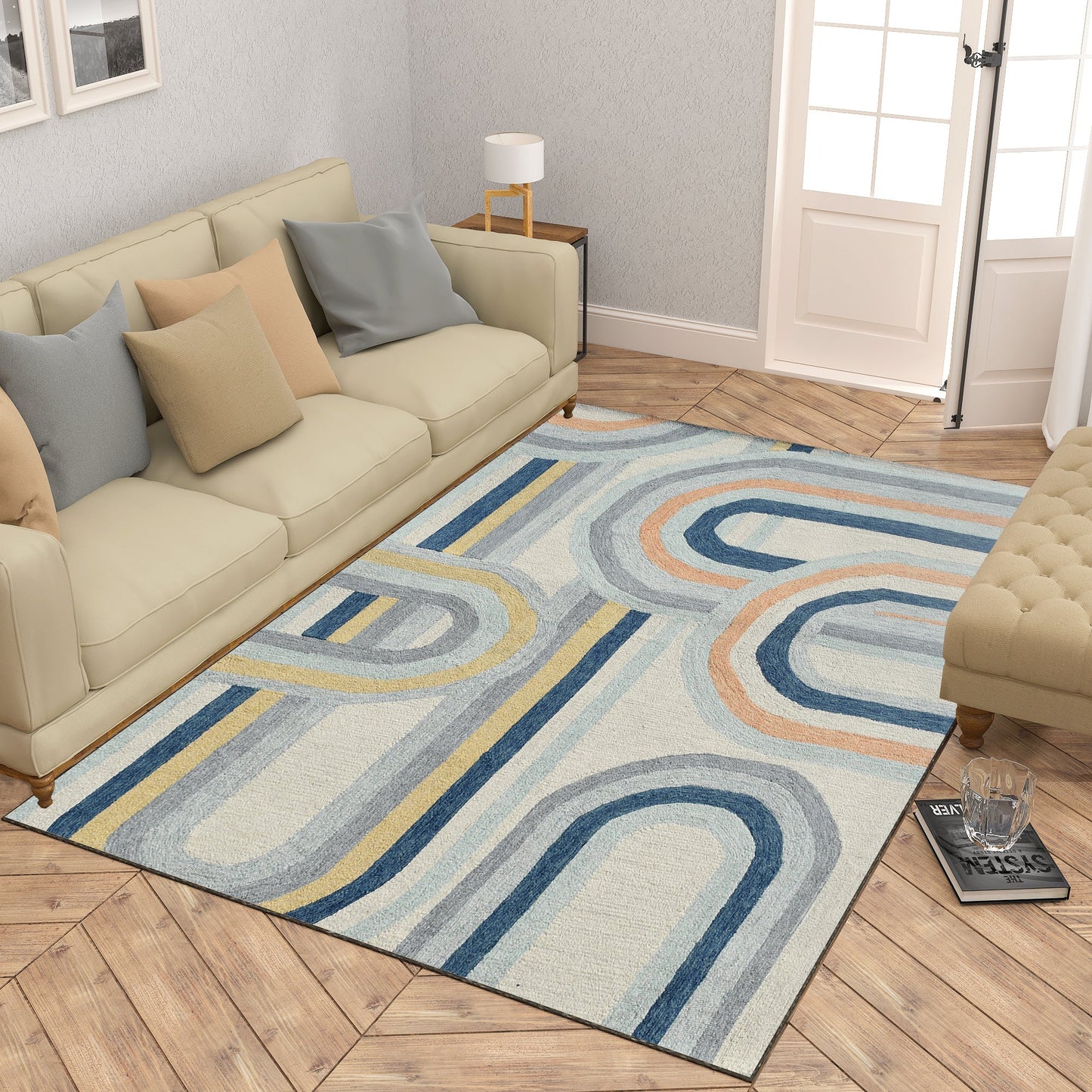 Premium Hand-Tufted Rug Made of 100% Wool - Pastel Loops - 3x5 Feet