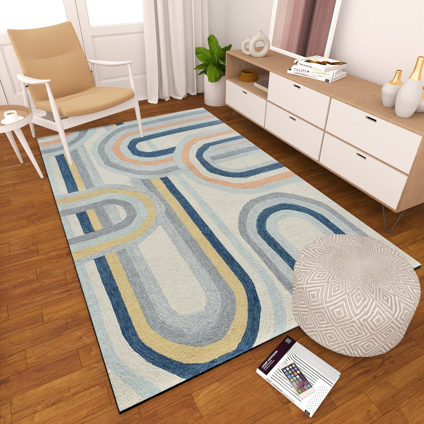 Premium Hand-Tufted Rug Made of 100% Wool - Pastel Loops - 3x5 Feet