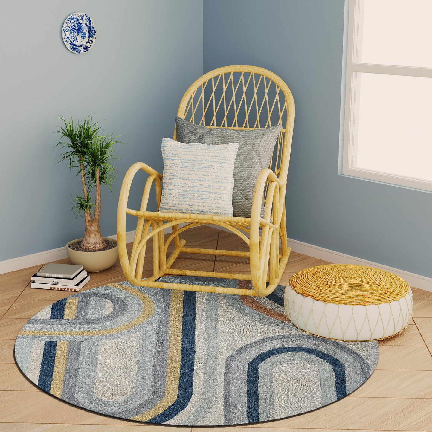 Premium Hand-Tufted Rug Made of 100% Wool - Pastel Loops - 5x5 Feet