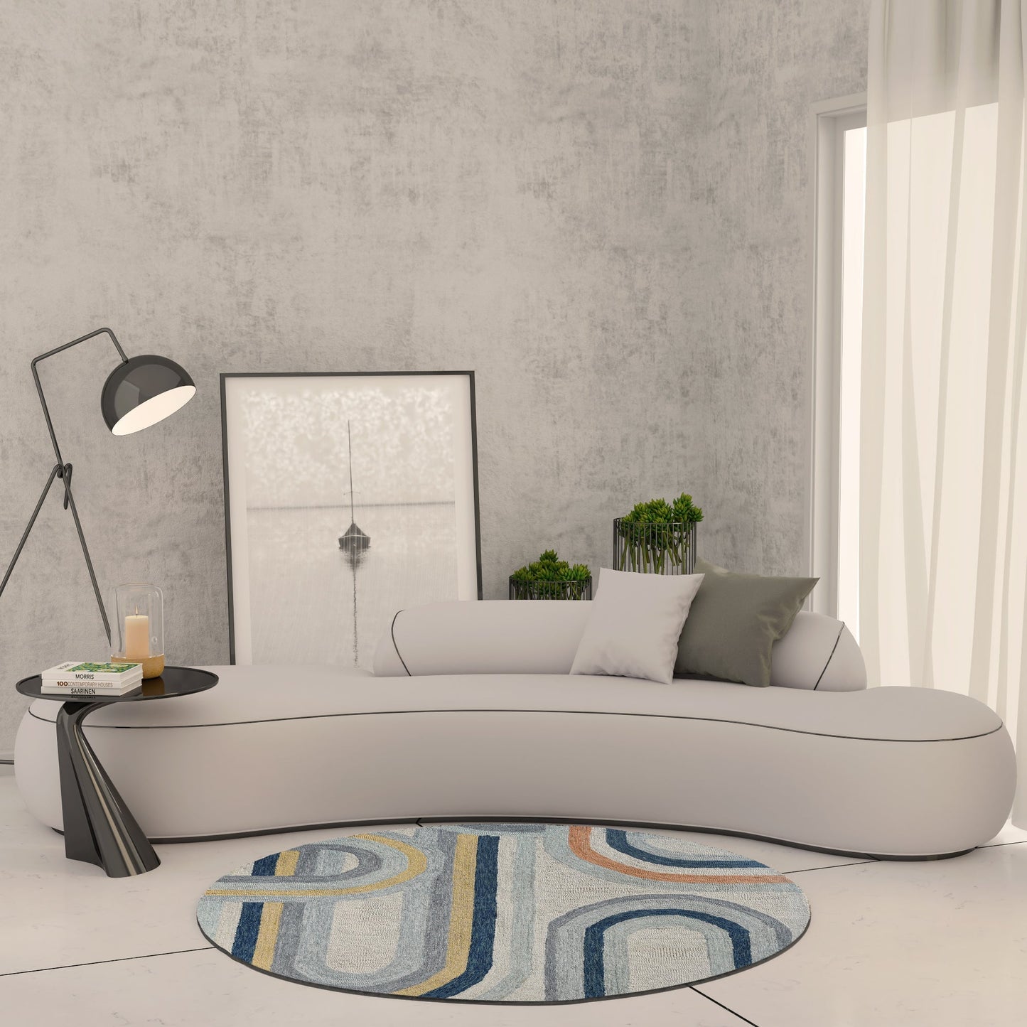Premium Hand-Tufted Rug Made of 100% Wool - Pastel Loops - 5x5 Feet