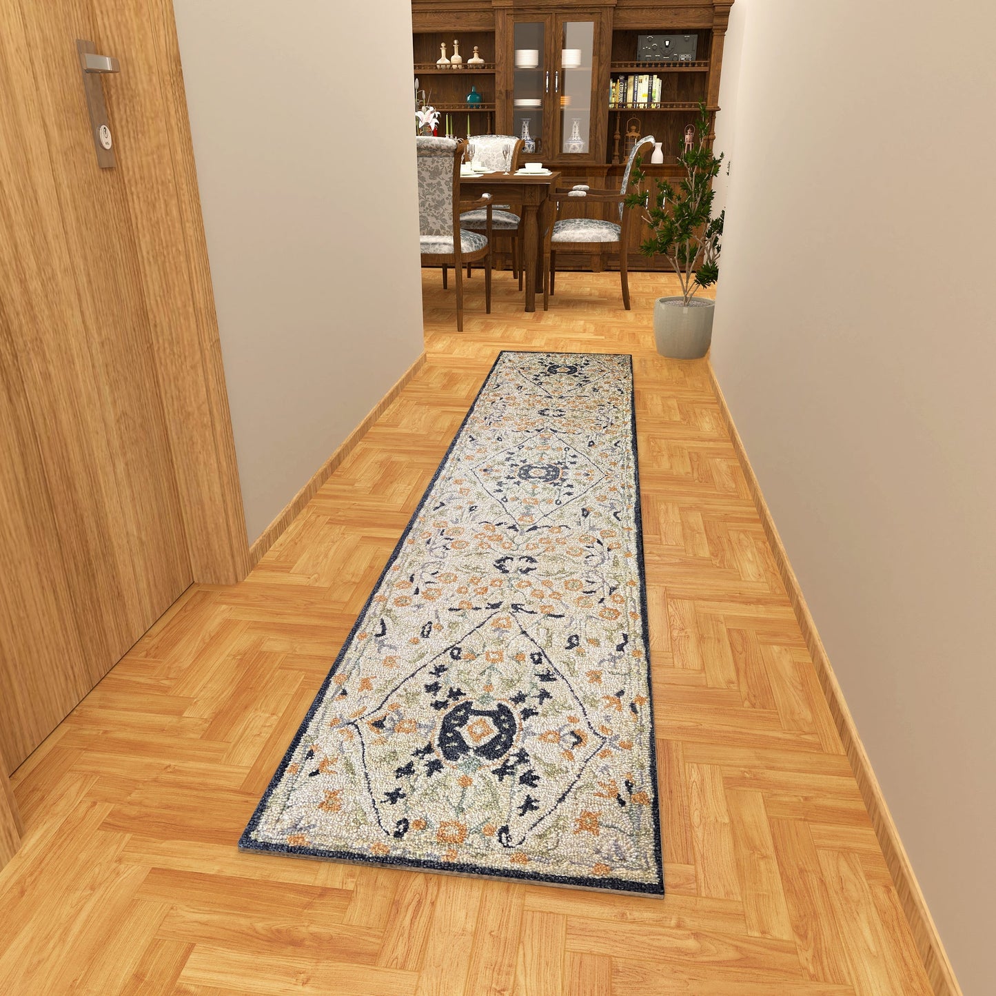 Premium Hand-Tufted Rug Made of 100% Wool - Anglian Court - 2x6 Feet