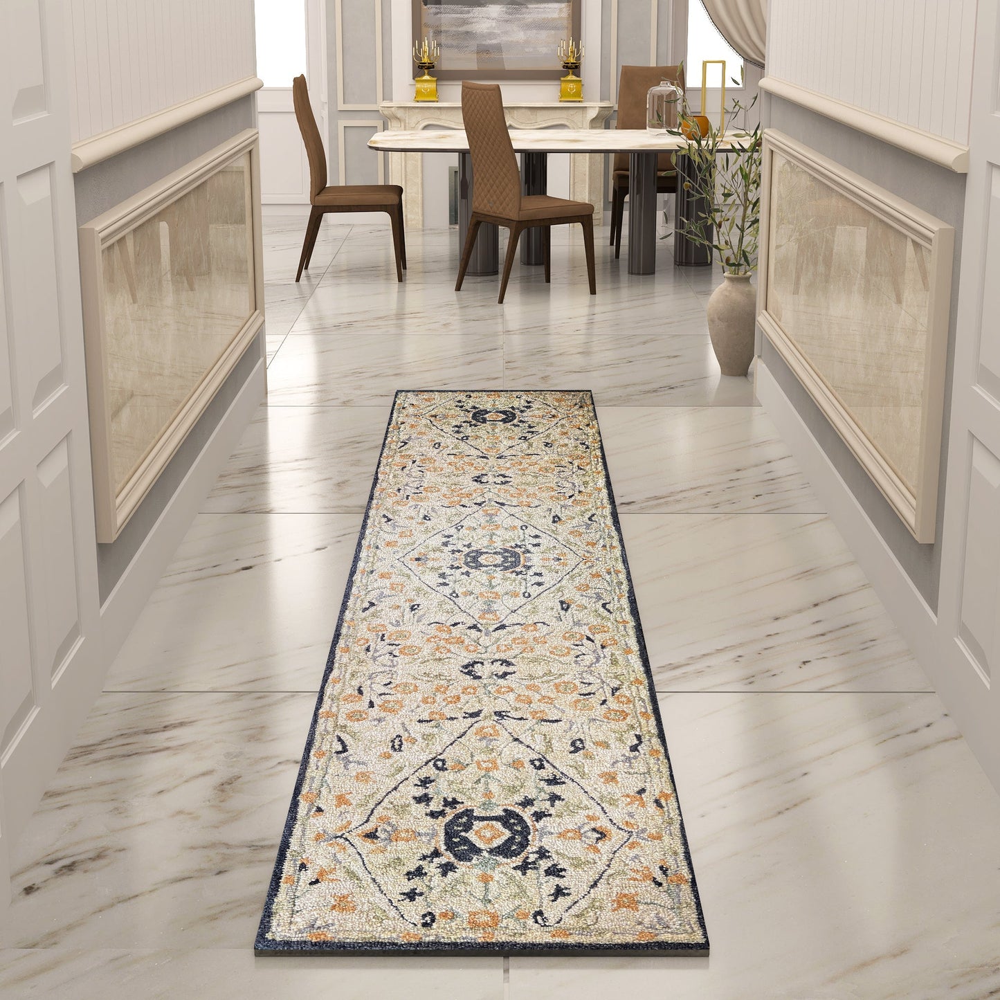 Premium Hand-Tufted Rug Made of 100% Wool - Anglian Court - 2x10 Feet