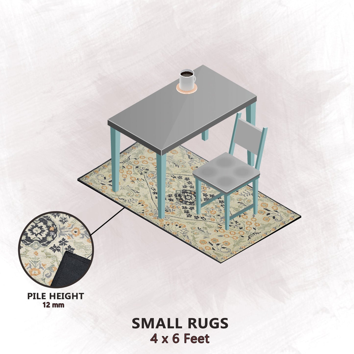 Premium Hand-Tufted Rug Made of 100% Wool - Anglian Court - 4x6 Feet