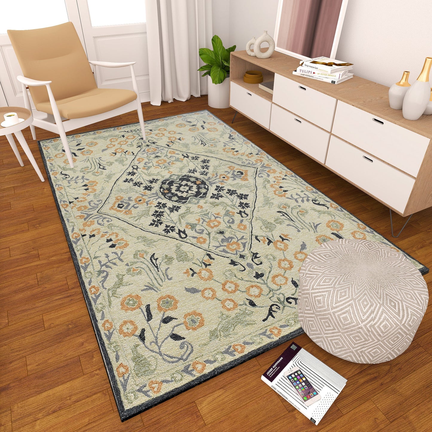 Premium Hand-Tufted Rug Made of 100% Wool - Anglian Court - 4x6 Feet