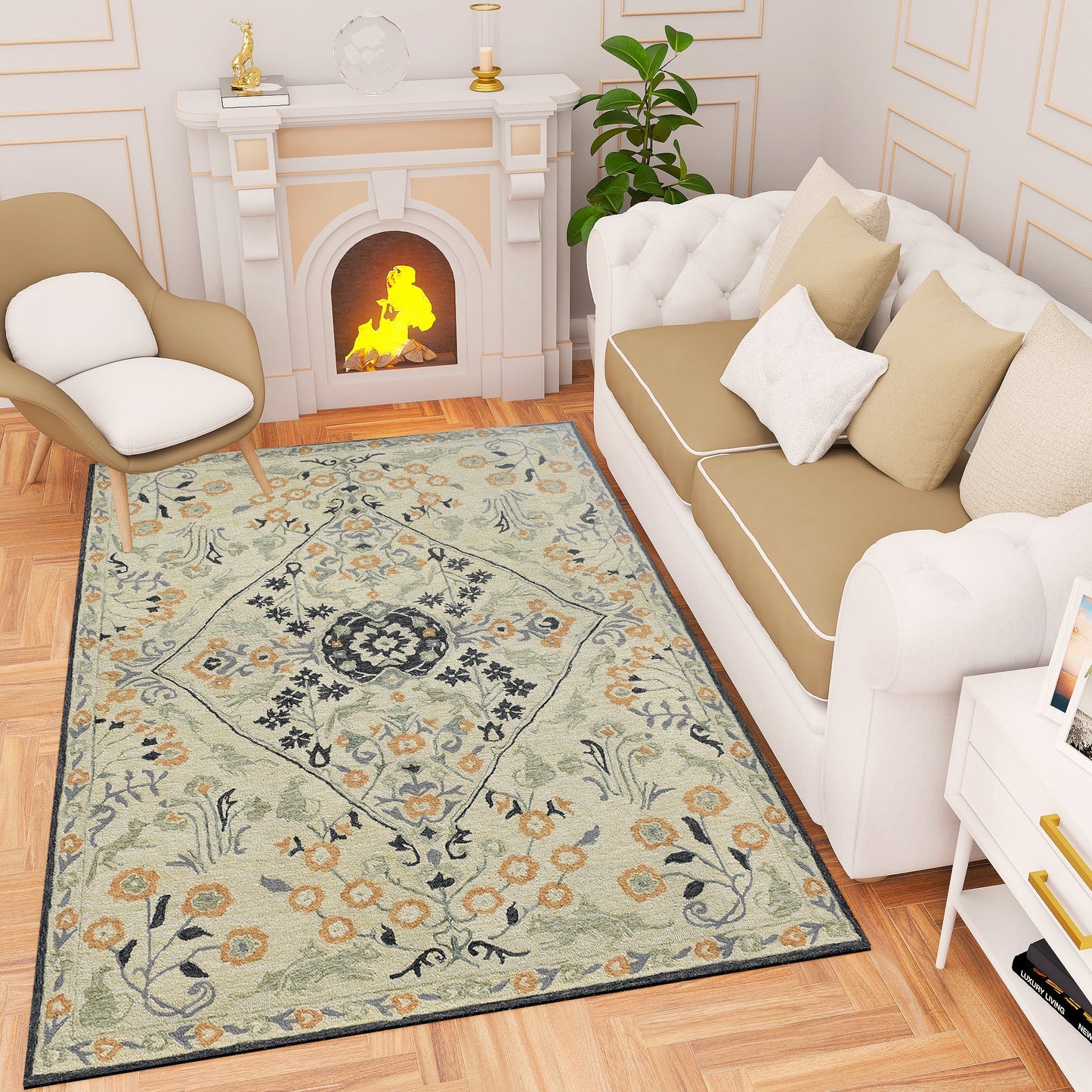 Premium Hand-Tufted Rug Made of 100% Wool - Anglian Court - 4x6 Feet