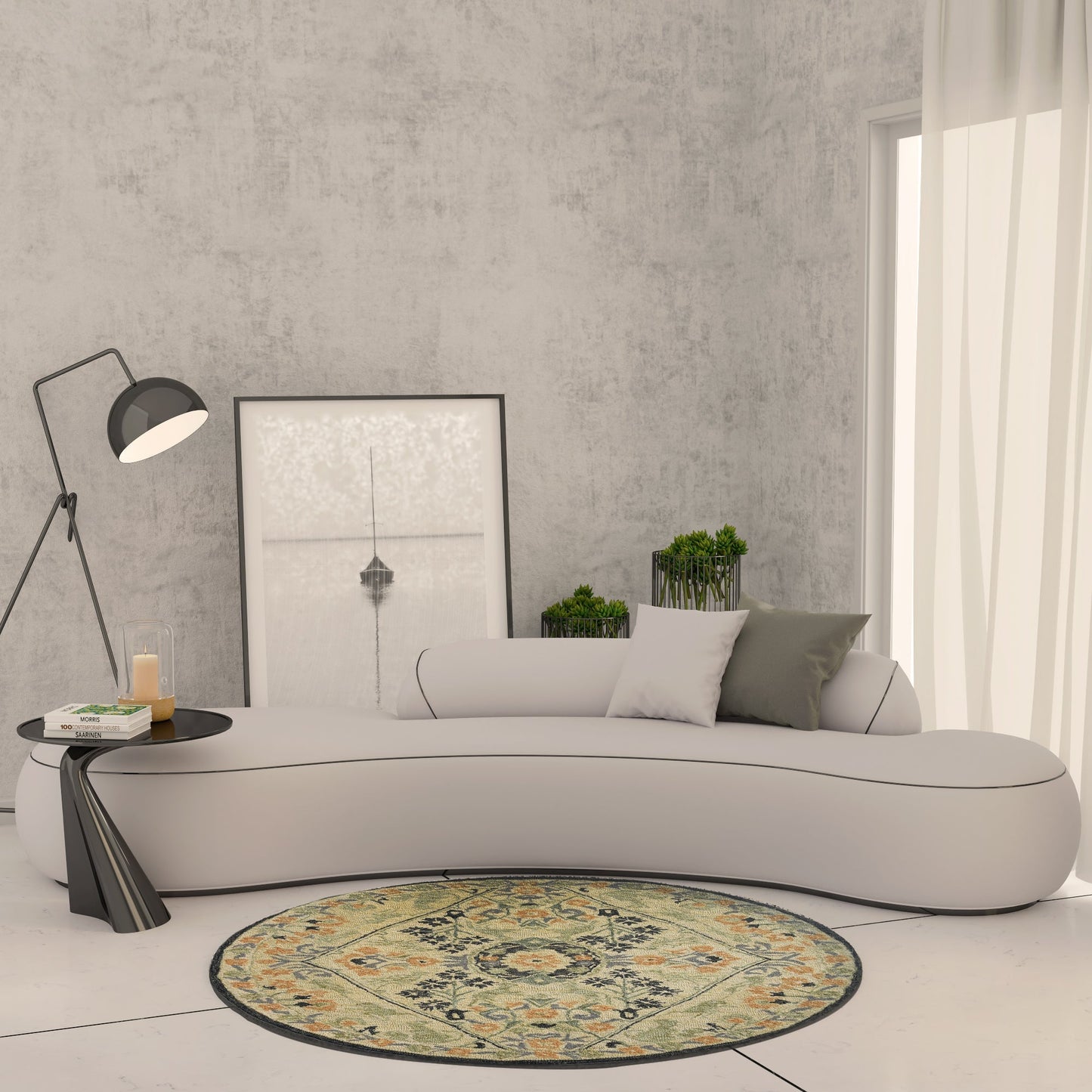 Premium Hand-Tufted Rug Made of 100% Wool - Anglian Court - 5x5 Feet