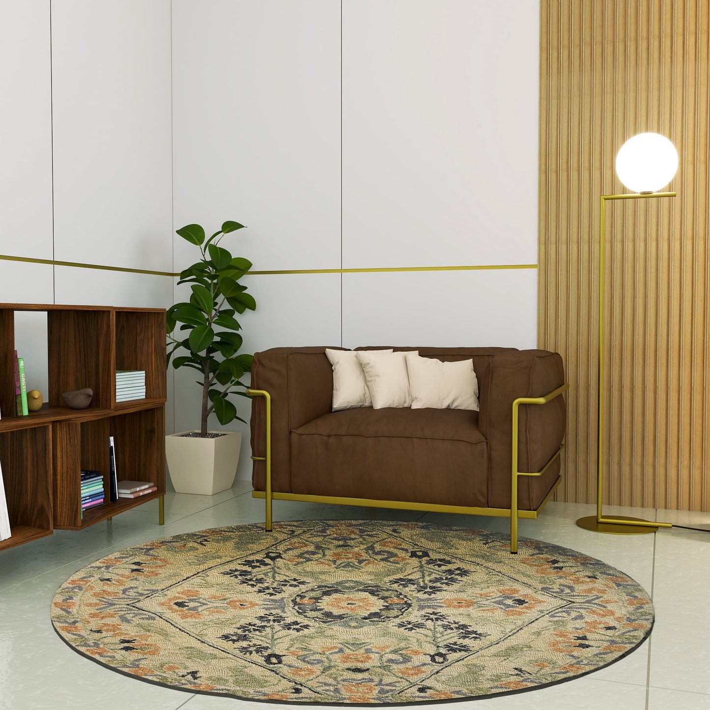 Premium Hand-Tufted Rug Made of 100% Wool - Anglian Court - 5x5 Feet