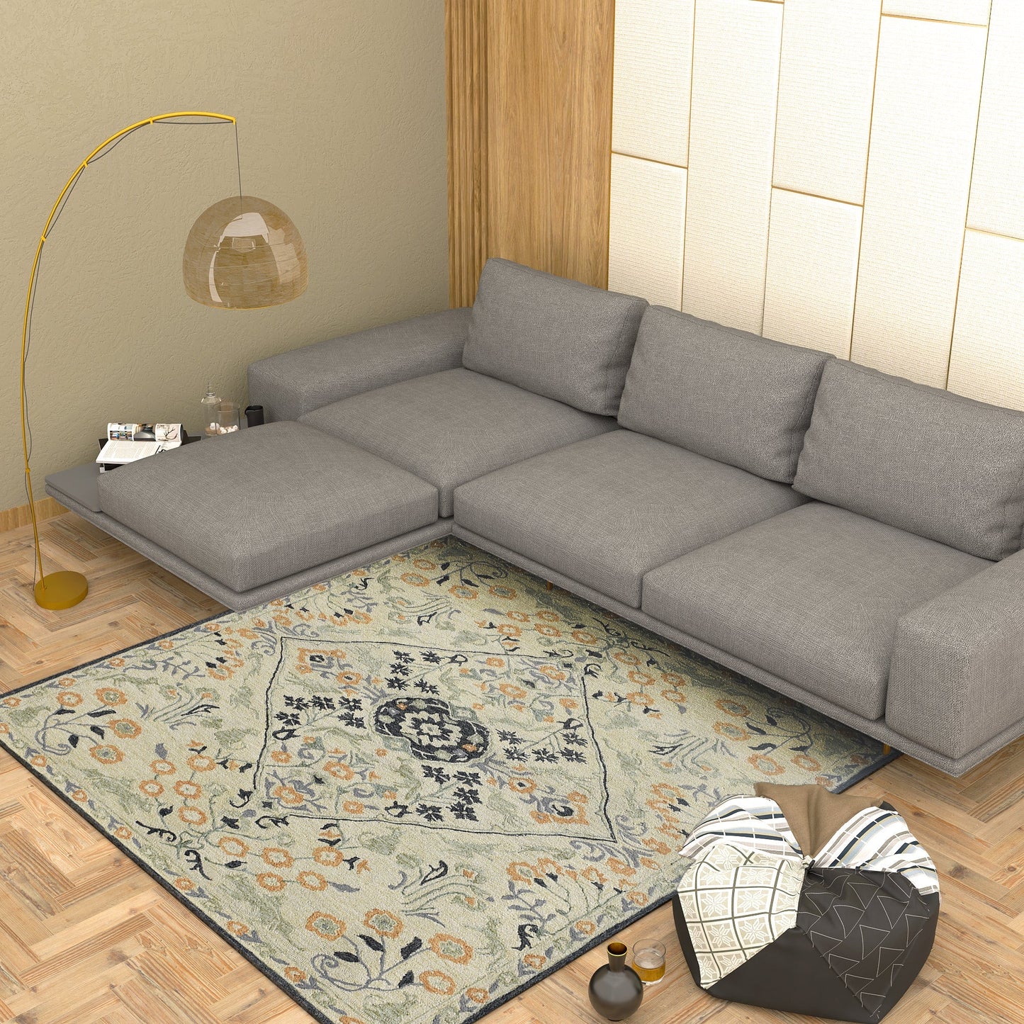 Premium Hand-Tufted Rug Made of 100% Wool - Anglian Court - 6x6 Feet