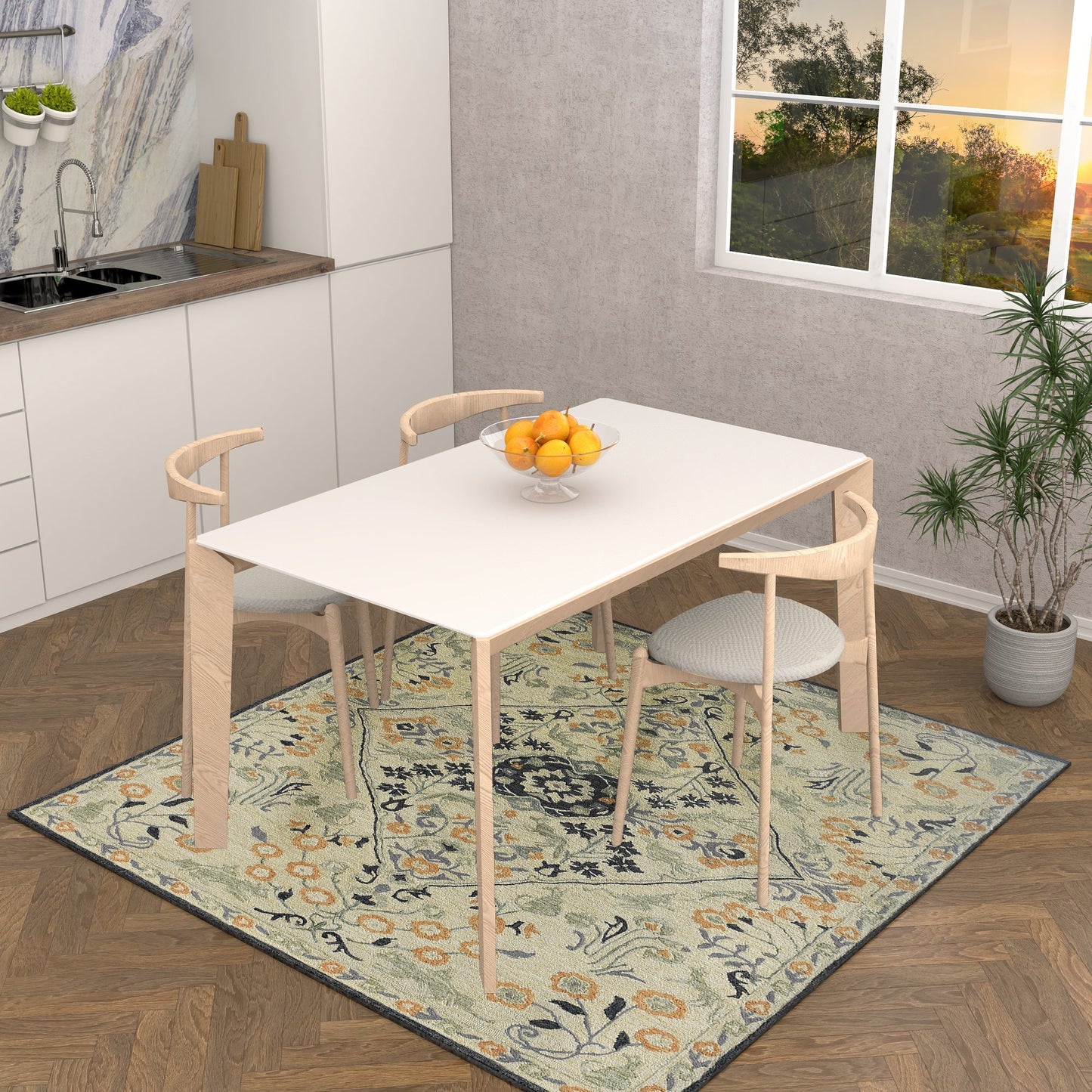 Premium Hand-Tufted Rug Made of 100% Wool - Anglian Court - 6x6 Feet