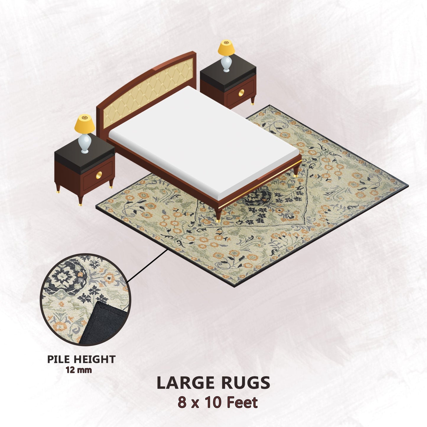Premium Hand-Tufted Rug Made of 100% Wool - Anglian Court - 8x10 Feet