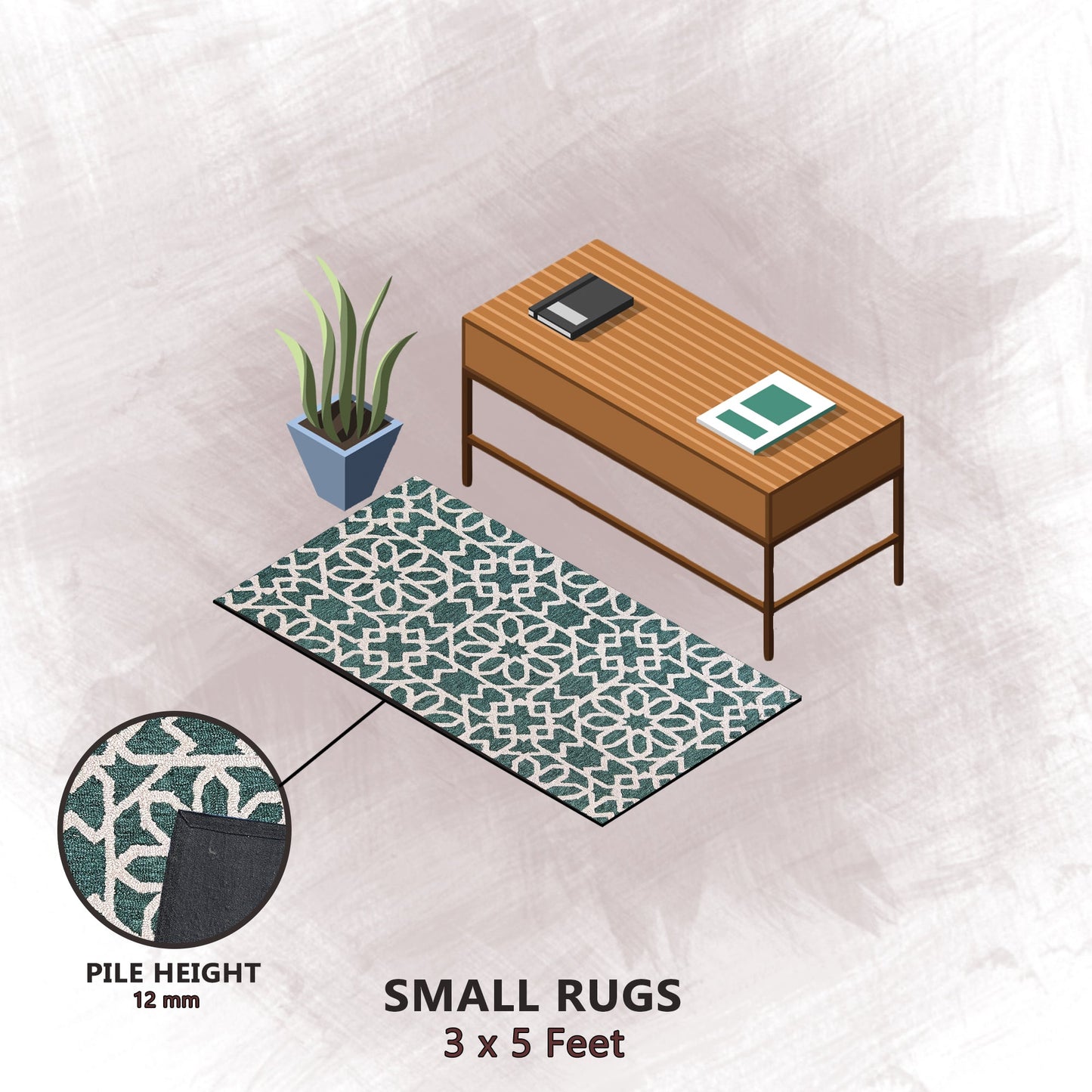 Premium Hand-Tufted Rug Made of 100% Wool - Noir Grid - 3x5 Feet