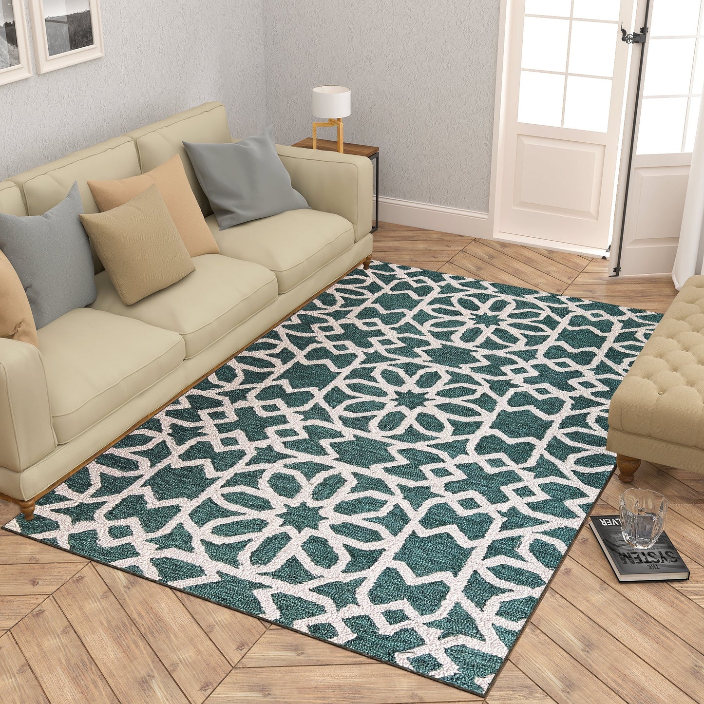 Premium Hand-Tufted Rug Made of 100% Wool - Noir Grid - 3x5 Feet