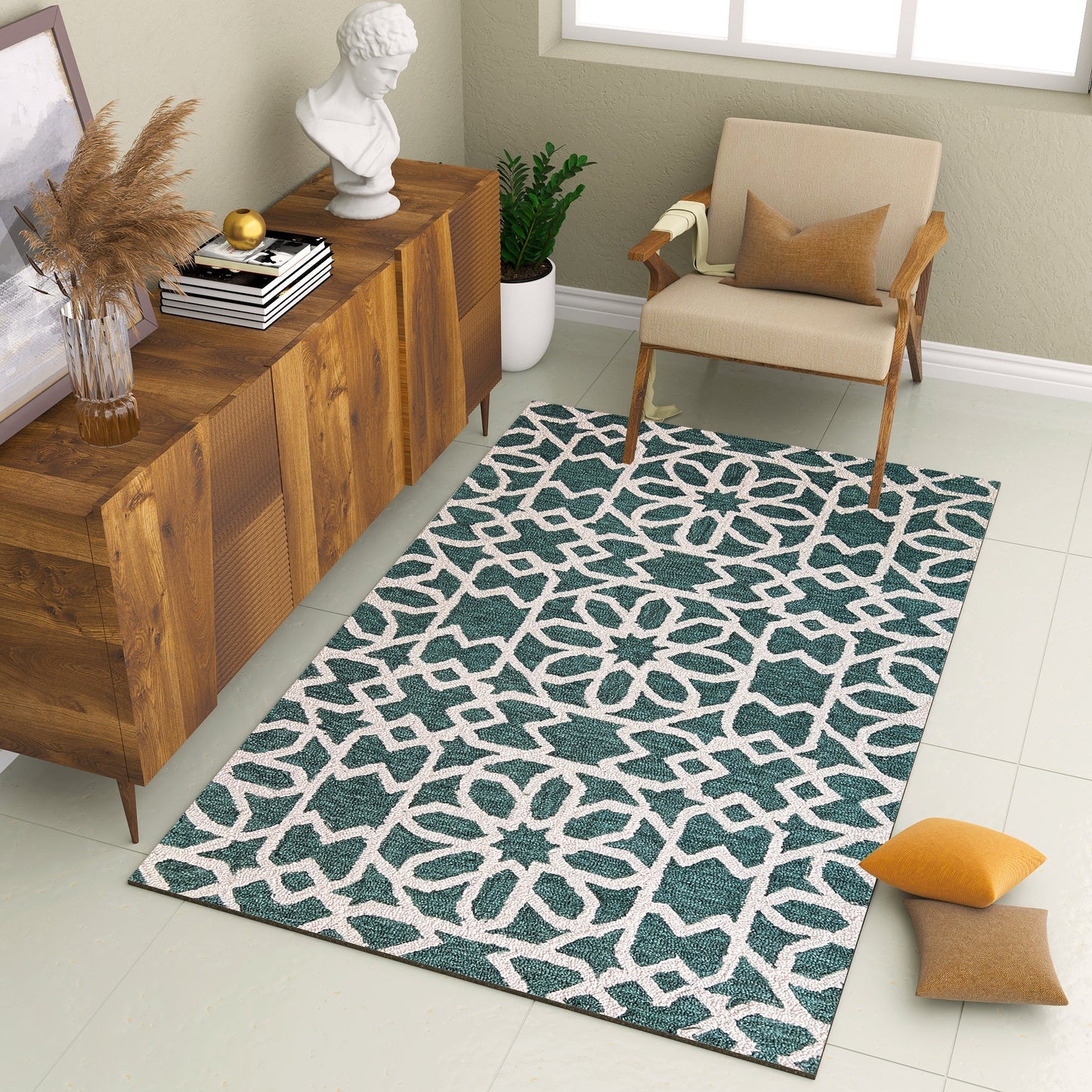 Premium Hand-Tufted Rug Made of 100% Wool - Noir Grid - 3x5 Feet