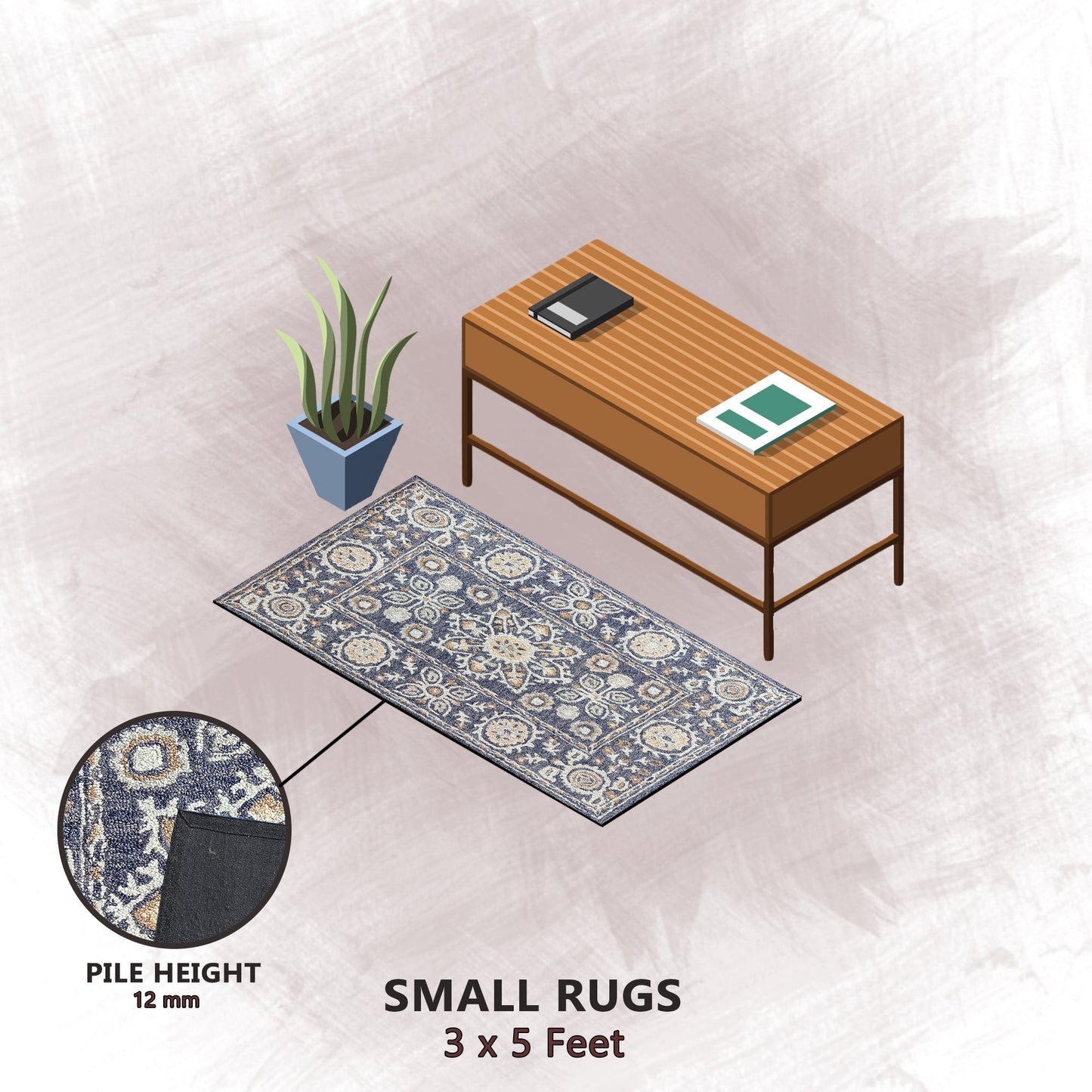 Premium Hand-Tufted Rug Made of 100% Wool - Nomadic Sun - 3x5 Feet