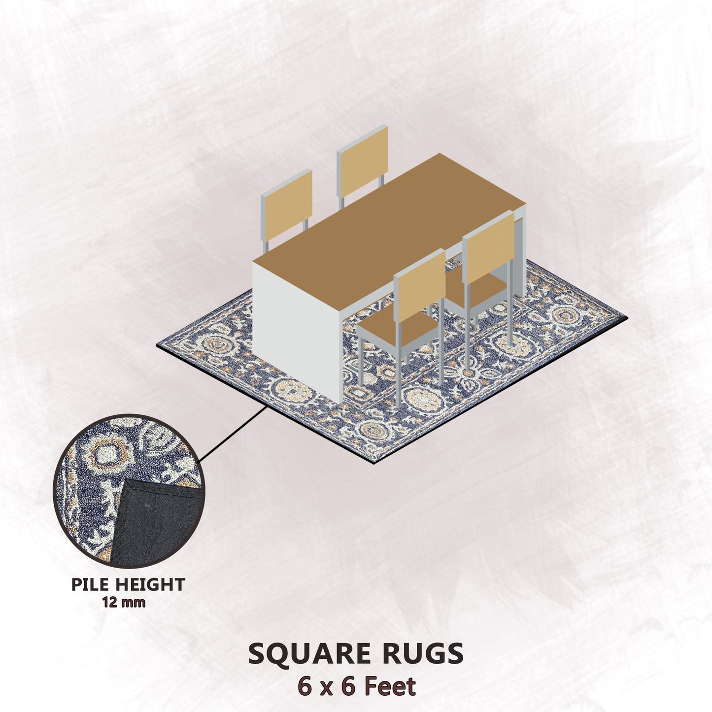 Premium Hand-Tufted Rug Made of 100% Wool - Nomadic Sun - 6x6 Feet