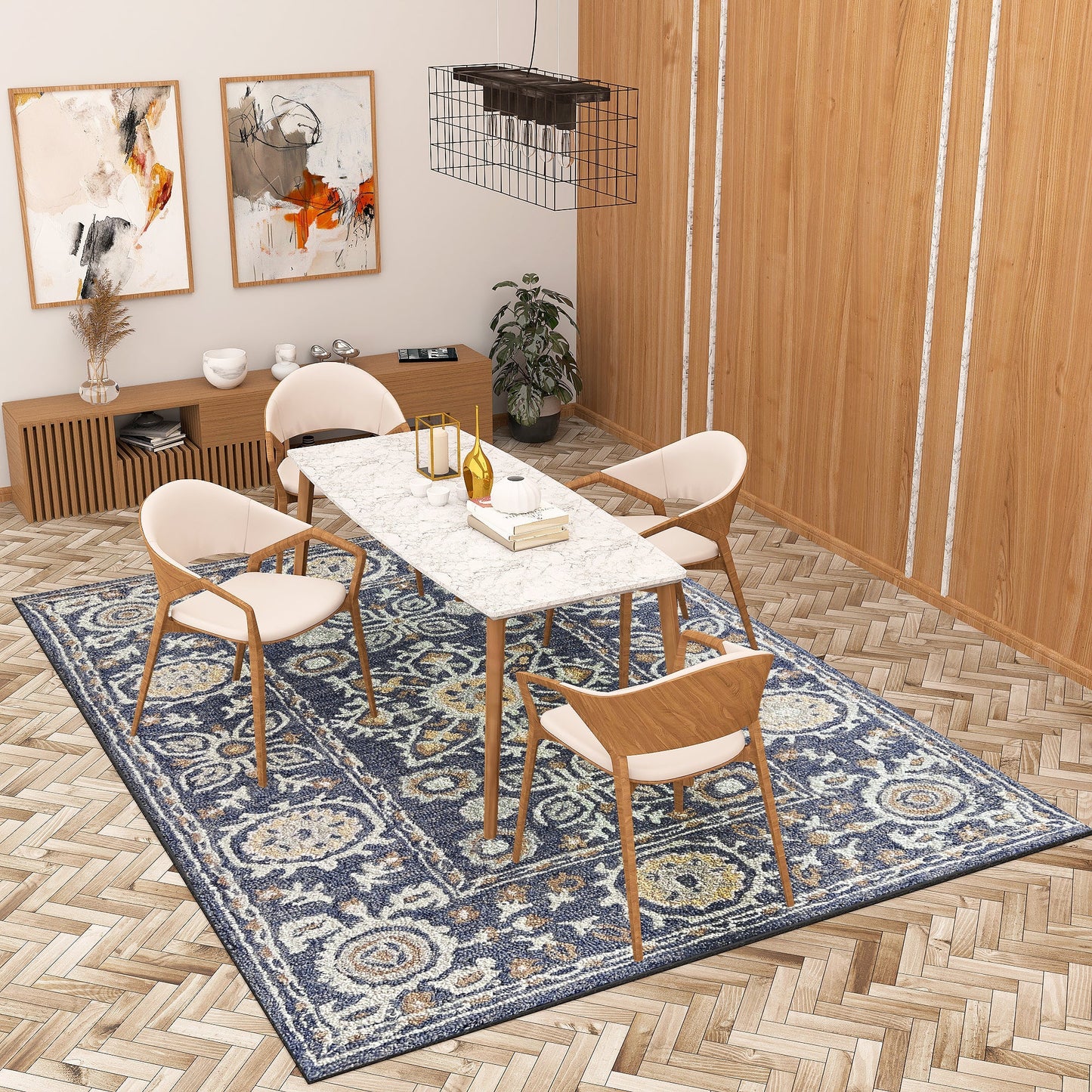 Premium Hand-Tufted Rug Made of 100% Wool - Nomadic Sun - 8x10 Feet