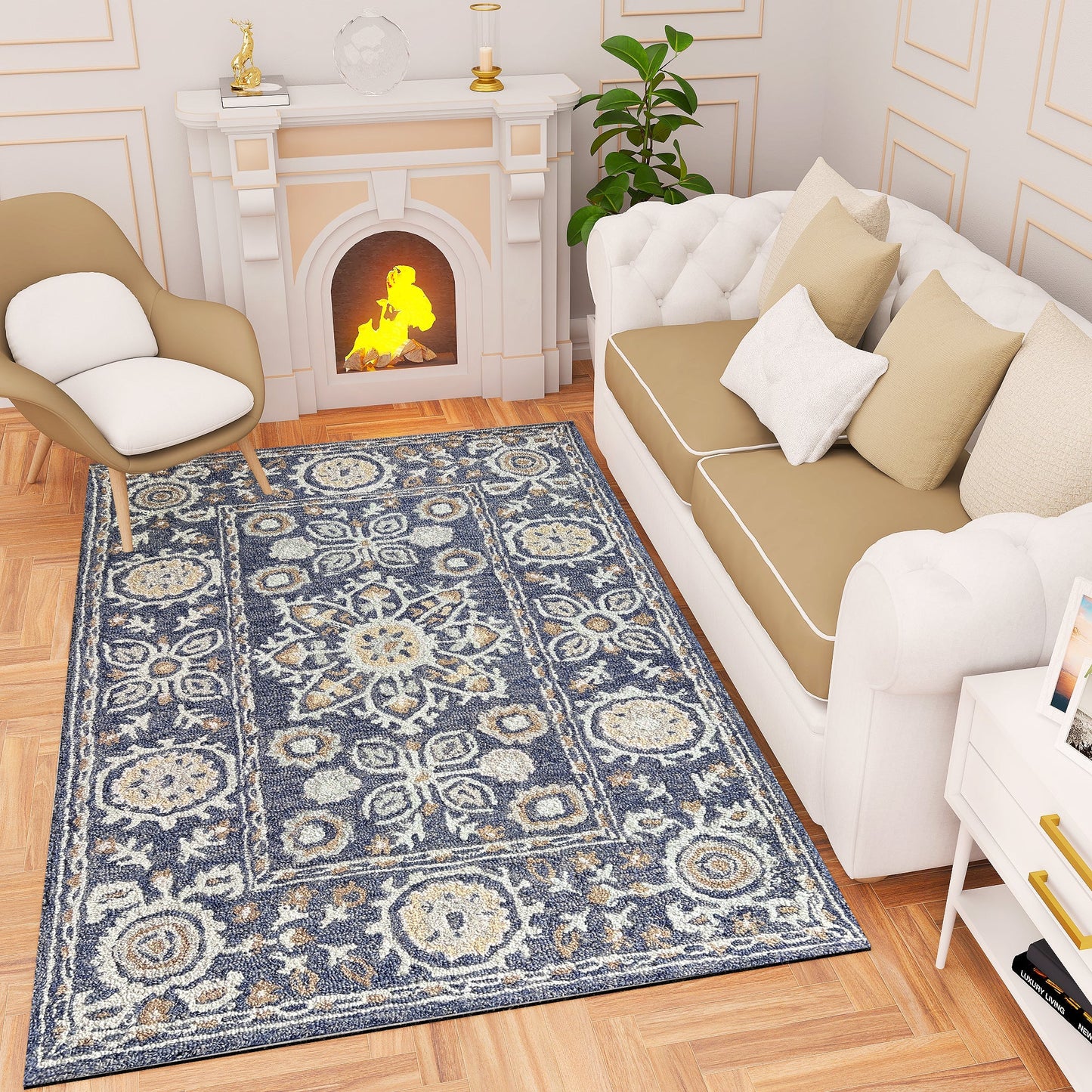 Premium Hand-Tufted Rug Made of 100% Wool - Nomadic Sun - 3x5 Feet