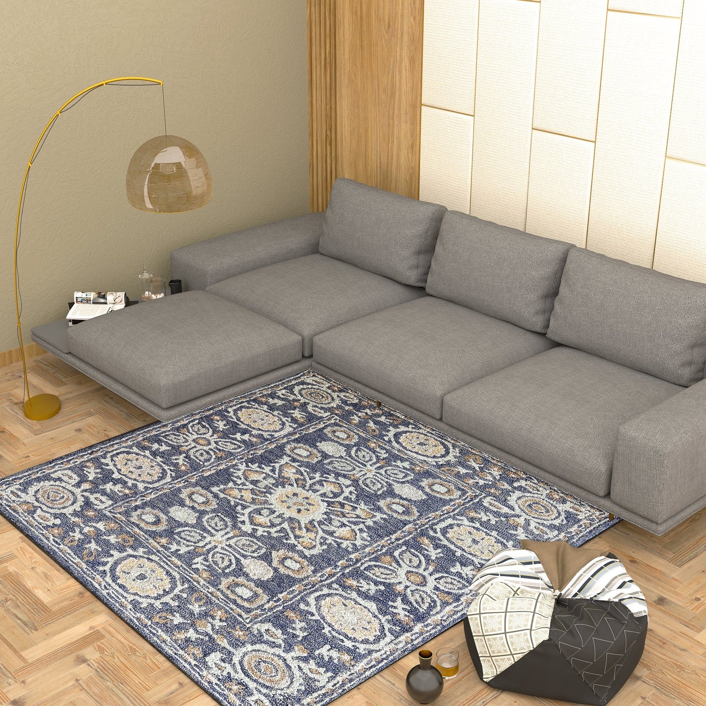 Premium Hand-Tufted Rug Made of 100% Wool - Nomadic Sun - 6x6 Feet