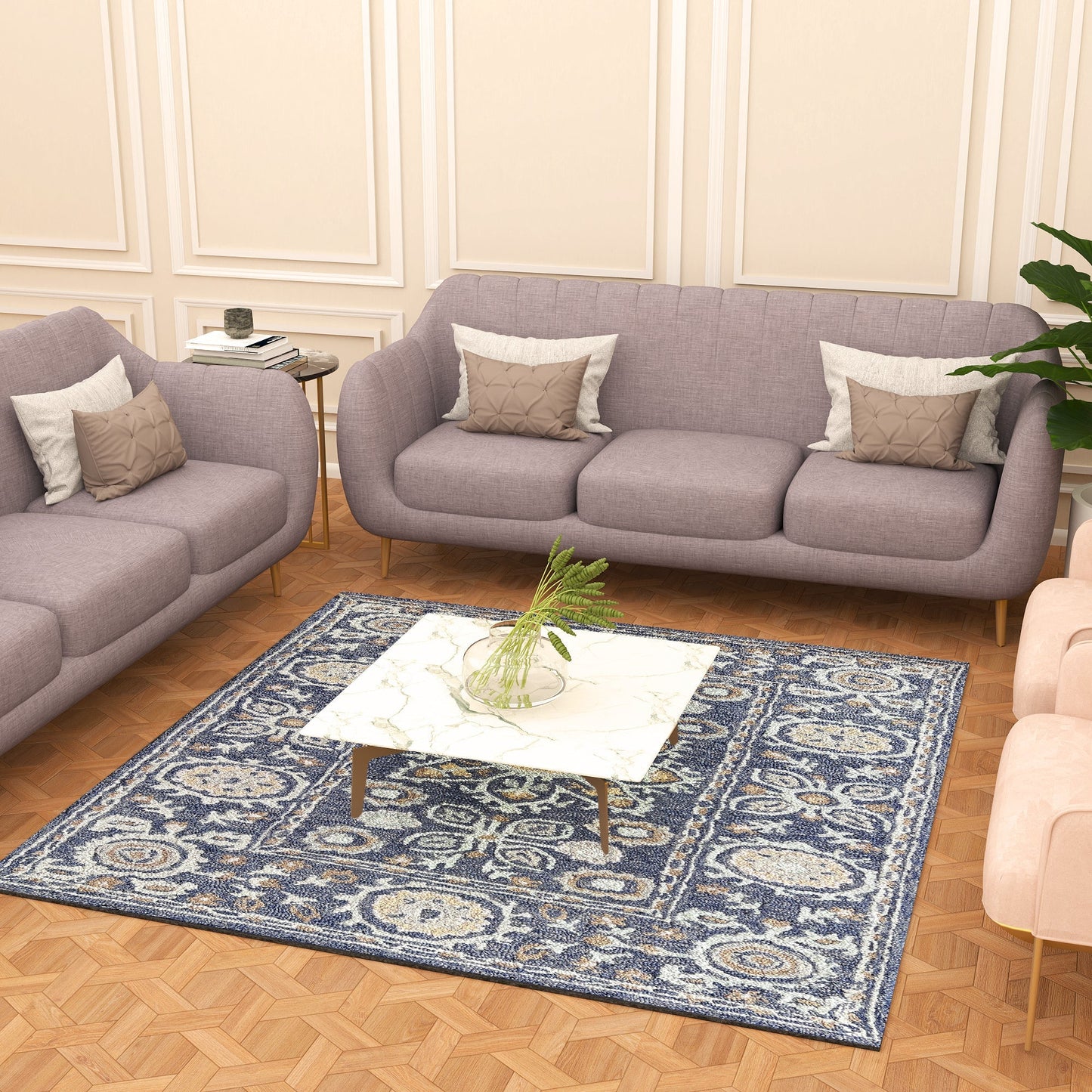 Premium Hand-Tufted Rug Made of 100% Wool - Nomadic Sun - 6x6 Feet