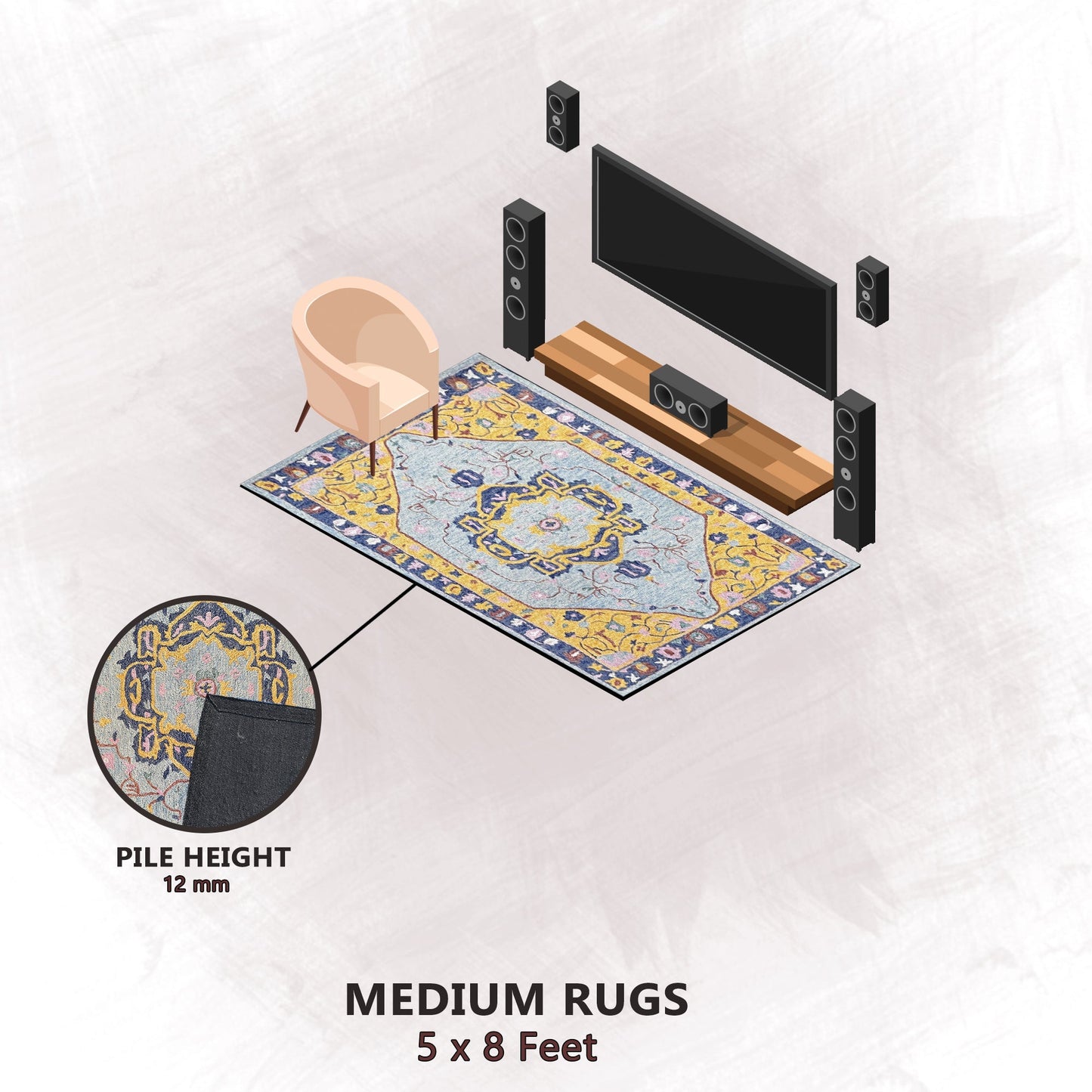 Premium Hand-Tufted Rug Made of 100% Wool - Royal Realm - 5x8 Feet