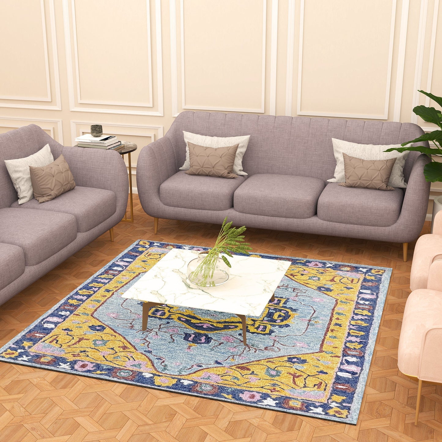 Premium Hand-Tufted Rug Made of 100% Wool - Royal Realm - 6x6 Feet