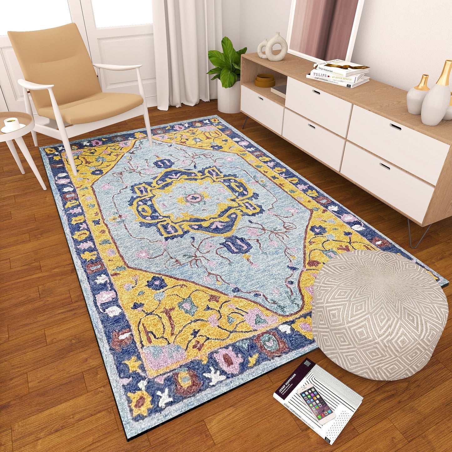 Premium Hand-Tufted Rug Made of 100% Wool - Royal Realm - 5x8 Feet