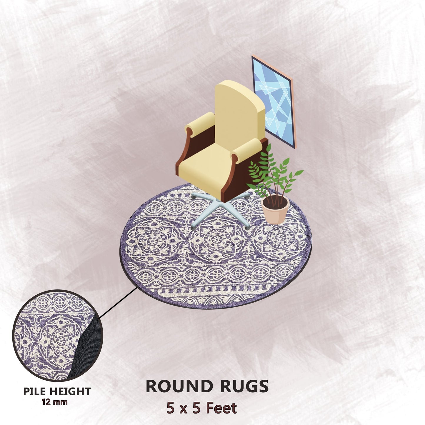 Premium Hand-Tufted Rug Made of 100% Wool - Relic Light - 5x5 Feet