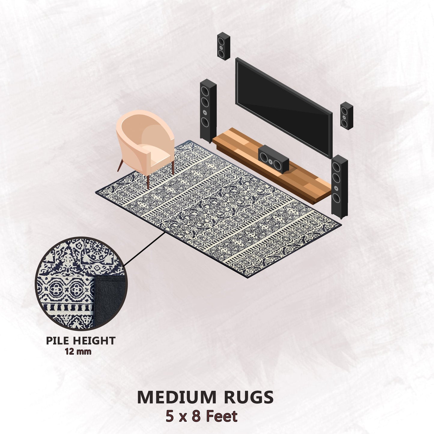Premium Hand-Tufted Rug Made of 100% Wool - Relic Light - 5x8 Feet