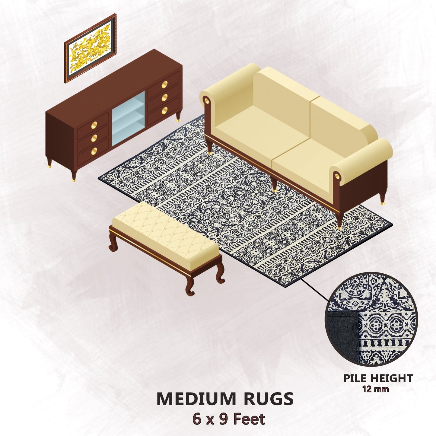 Premium Hand-Tufted Rug Made of 100% Wool - Relic Light - 6x9 Feet