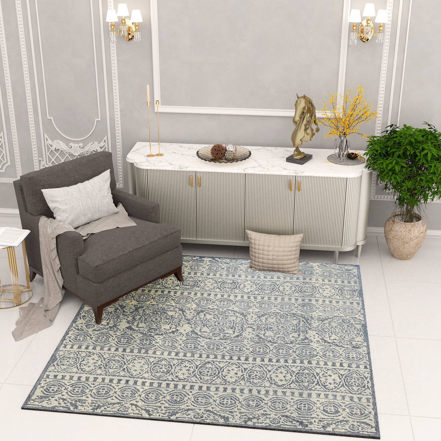 Premium Hand-Tufted Rug Made of 100% Wool - Relic Light - 9x12 Feet