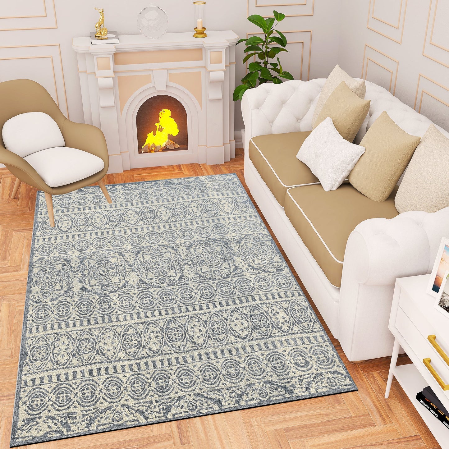 Premium Hand-Tufted Rug Made of 100% Wool - Relic Light - 5x8 Feet