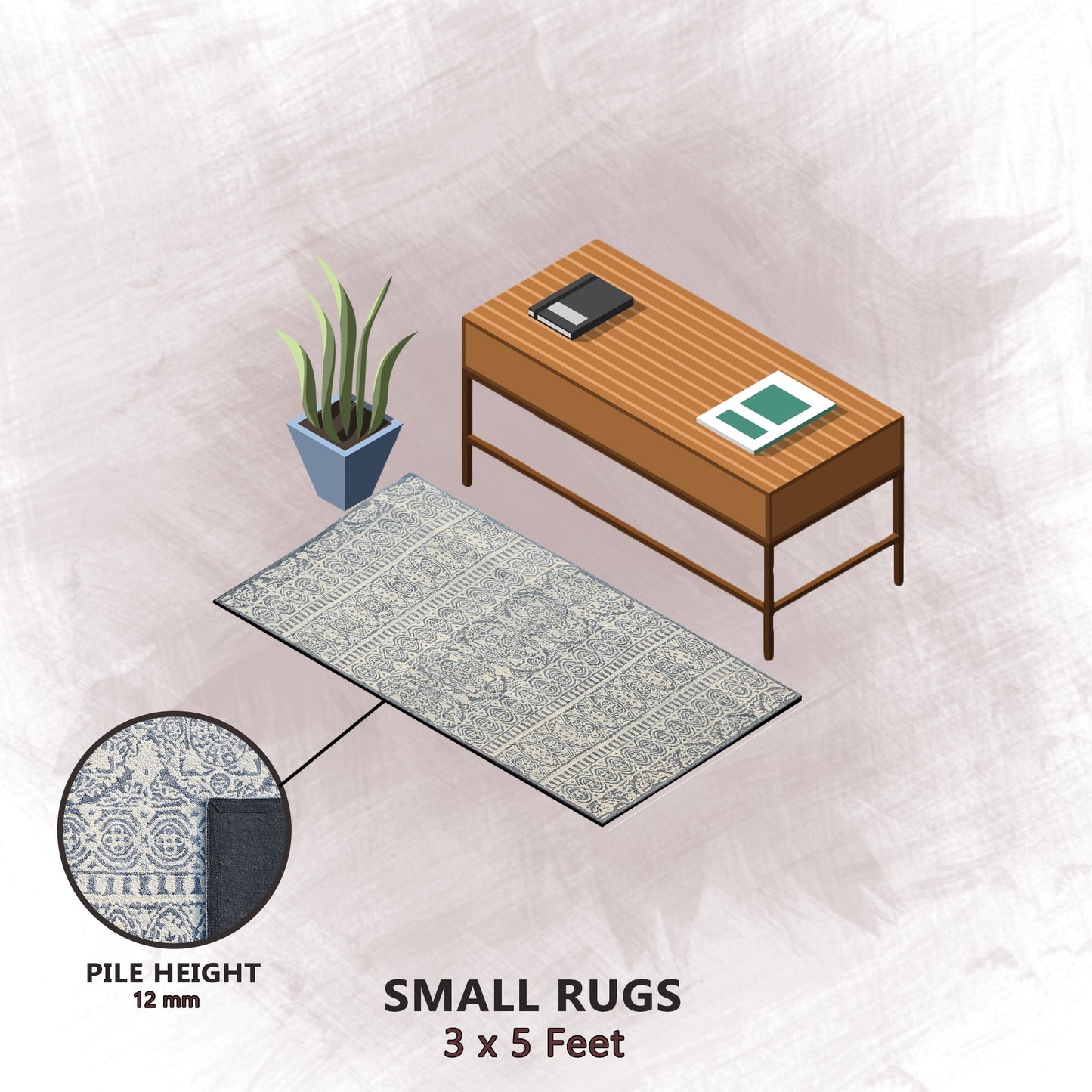 Premium Hand-Tufted Rug Made of 100% Wool - Relic Night - 3x5 Feet