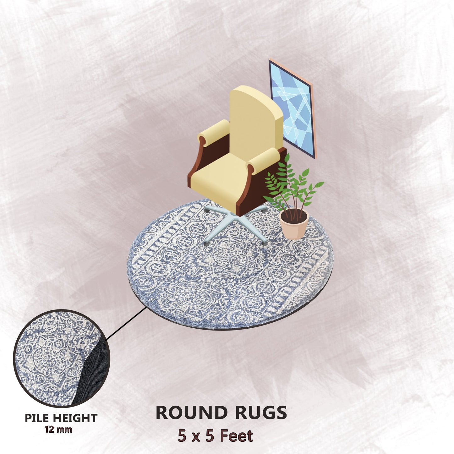 Premium Hand-Tufted Rug Made of 100% Wool - Relic Night - 5x5 Feet