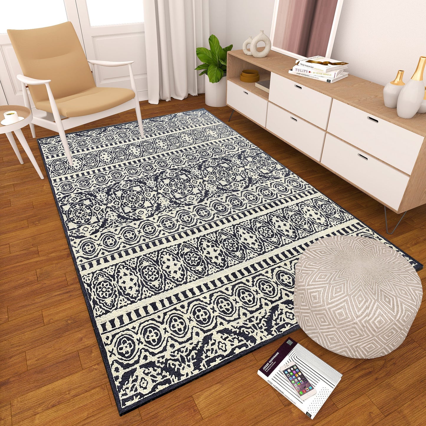 Premium Hand-Tufted Rug Made of 100% Wool - Relic Night - 6x9 Feet