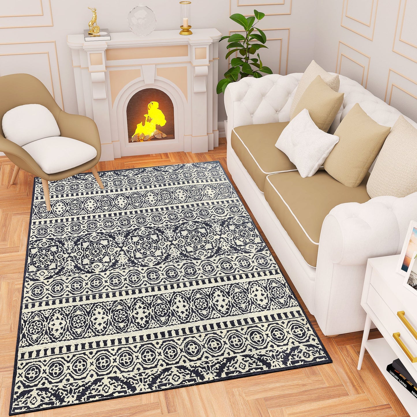 Premium Hand-Tufted Rug Made of 100% Wool - Relic Night - 4x6 Feet