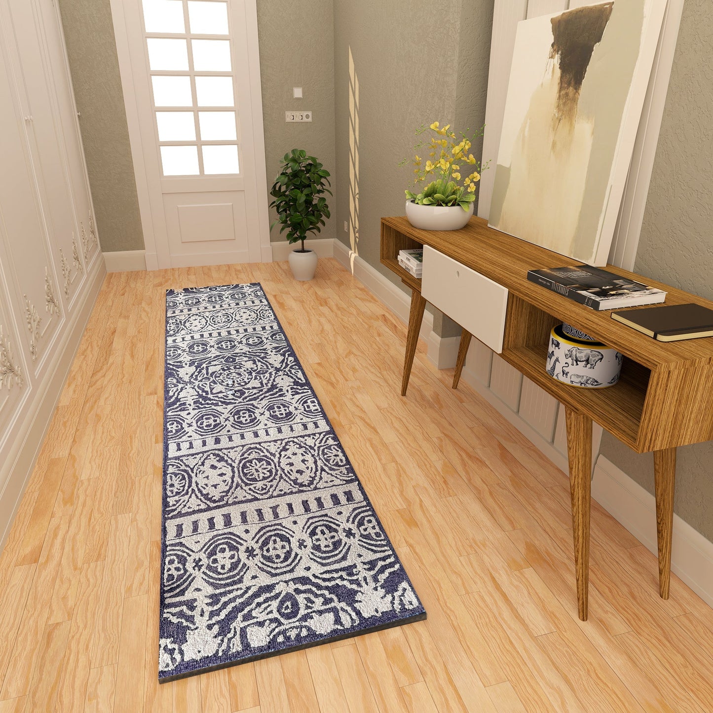 Premium Hand-Tufted Rug Made of 100% Wool - Relic Night - 2x6 Feet