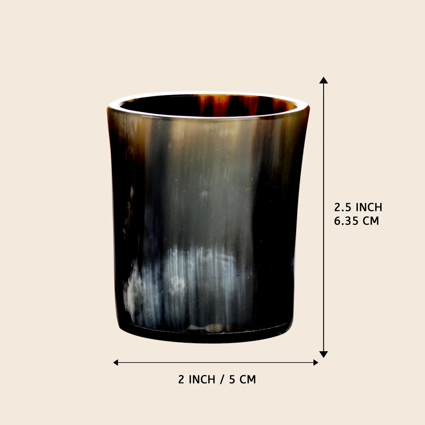 Horn Whiskey Shot Glasses Pack 5 - Holds Upto 6.5 oz, Natural