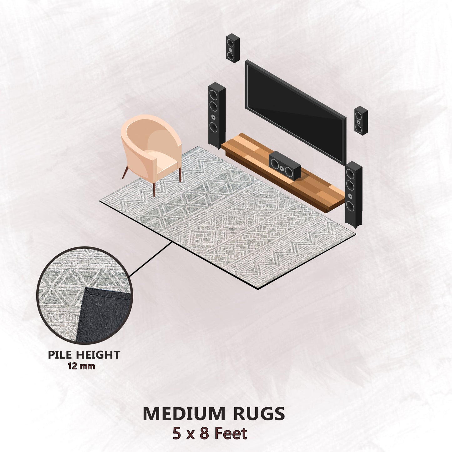 Premium Hand-Tufted Rug Made of 100% Wool - Still River Grey - 5x8 Feet
