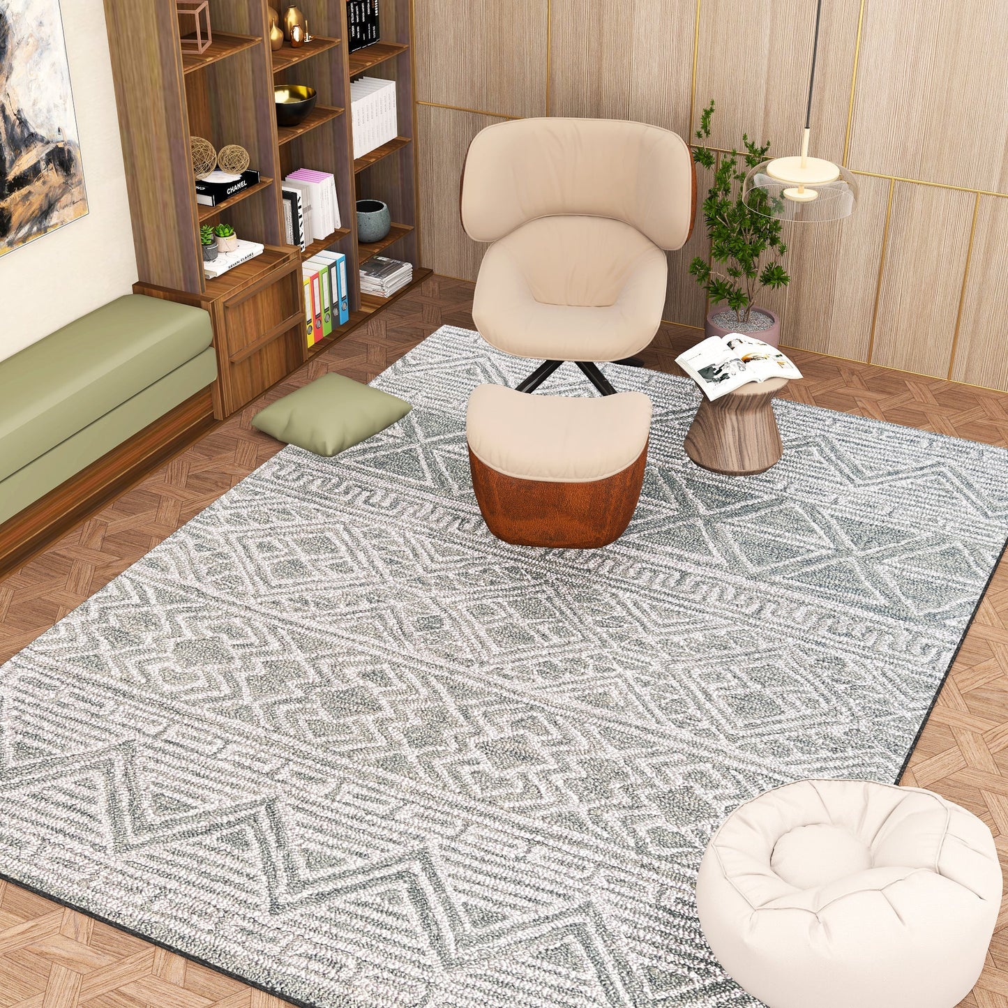 Premium Hand-Tufted Rug Made of 100% Wool - Still River Grey - 9x12 Feet