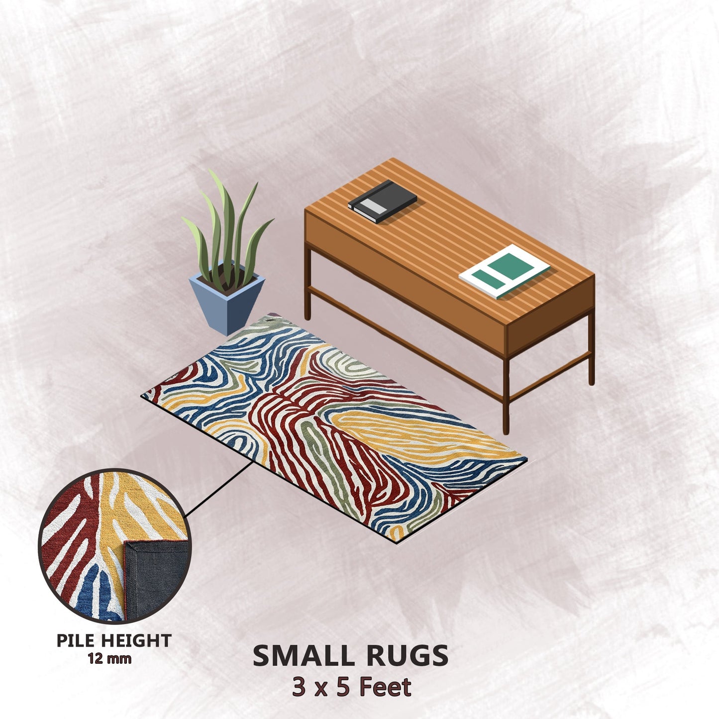 Premium Hand-Tufted Rug Made of 100% Wool - Savanna - 3x5 Feet