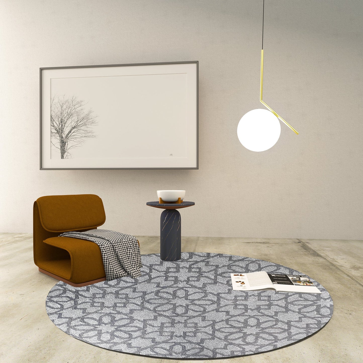 Premium Hand-Tufted Rug Made of 100% Wool - Shiraz Grid - 5x5 Feet
