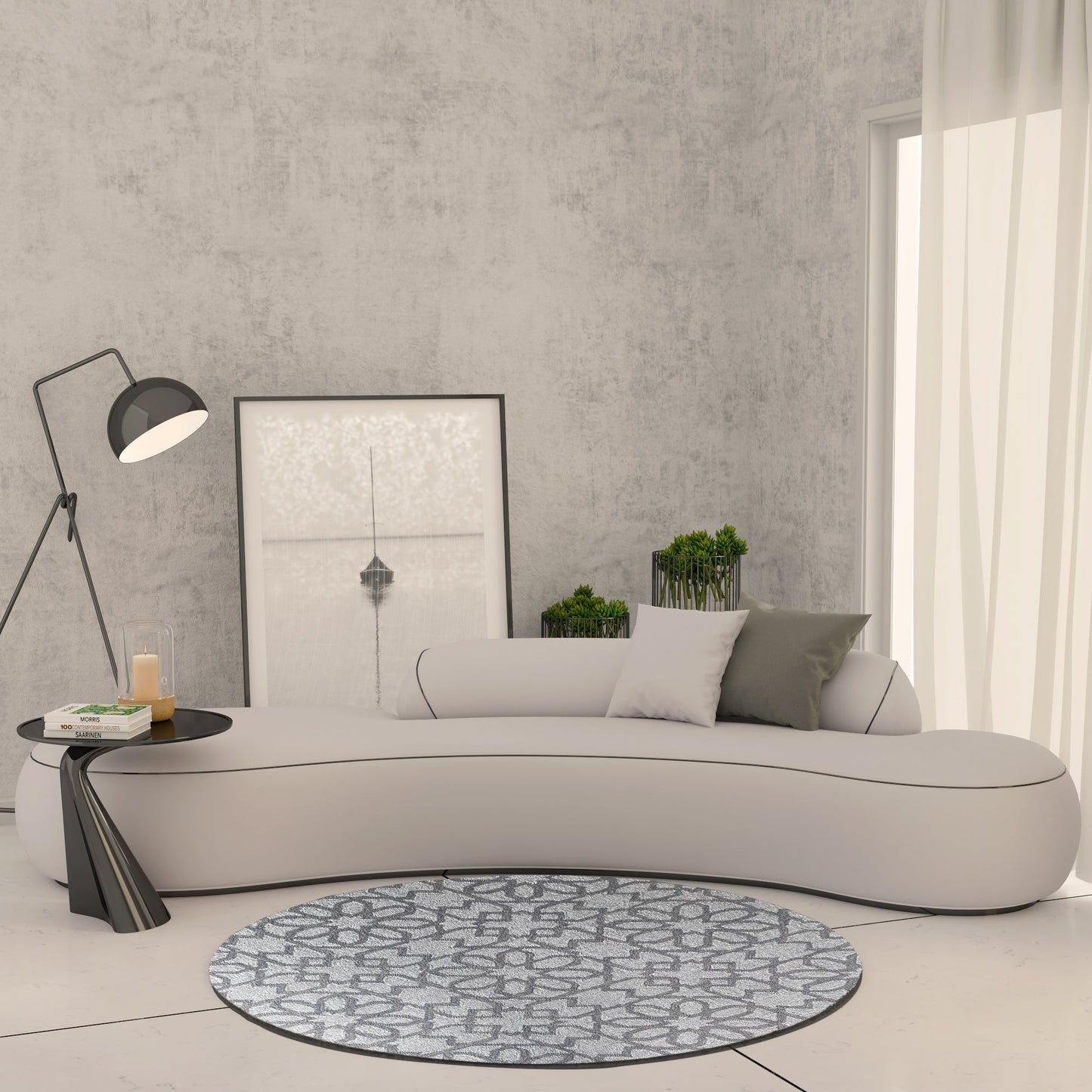 Premium Hand-Tufted Rug Made of 100% Wool - Shiraz Grid - 5x5 Feet