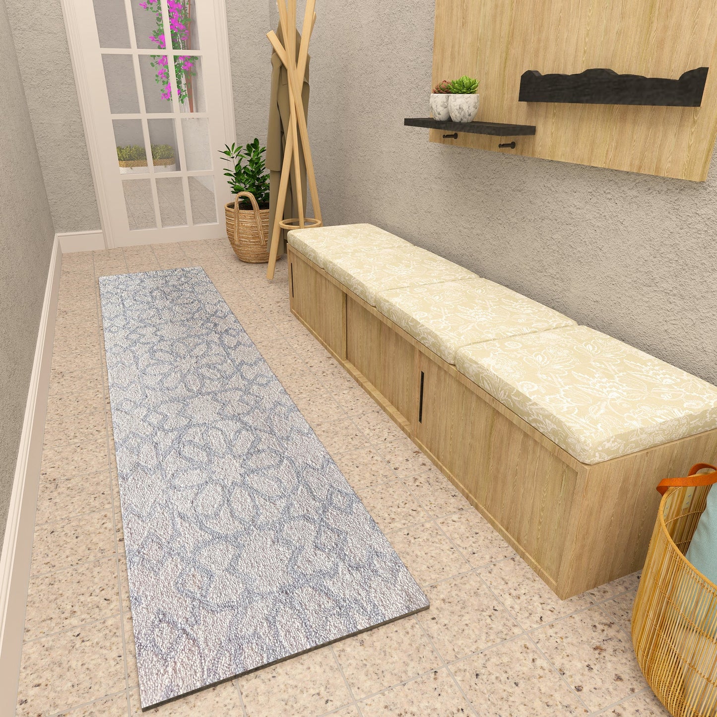 Premium Hand-Tufted Rug Made of 100% Wool - Shiraz Grid - 2x8 Feet