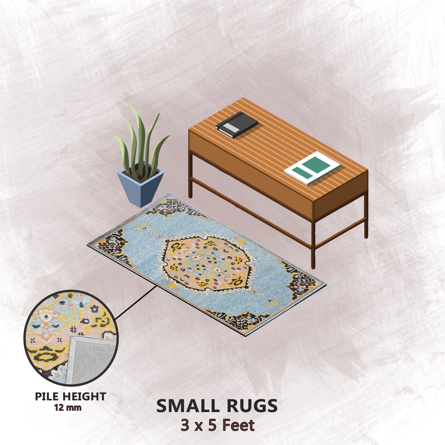 Premium Hand-Tufted Rug Made of 100% Wool - Shivanka - 3x5 Feet